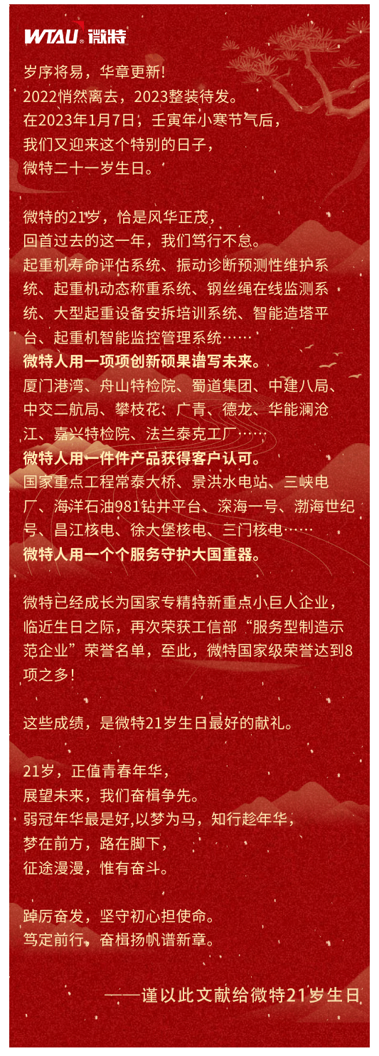 篤定前行 奮楫爭(zhēng)先！丨祝微特21歲生日快樂(lè)！